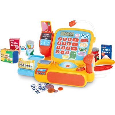 Casdon Cash Register. Toy Shopping Till Set with Working Calculator, Scanner, Pr Casdon Cash Register. Toy Shopping Till Set with Working Calculator, Scanner, Pr