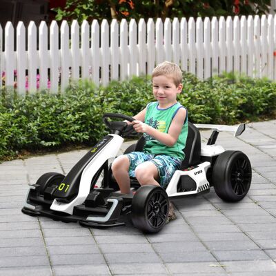 HOMCOM - 24V Go Kart - White - Go Kart HOMCOM - 24V Go Kart - White - Go Kart