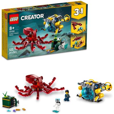Lego Creator 3 in 1 Sunken Treasure Mission Submarine Toy, Underwater Creatures Lego Creator 3 in 1 Sunken Treasure Mission Submarine Toy, Underwater Creatures