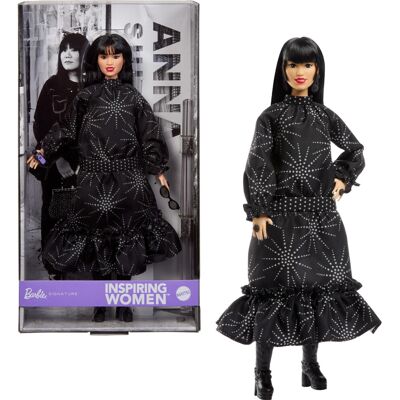 Barbie Inspiring Women Anna Sui Doll Collectible in Boho Chic Black Dress Outfit Barbie Inspiring Women Anna Sui Doll Collectible in Boho Chic Black Dress Outfit