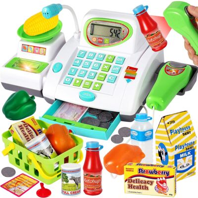 HERSITY Childs Big Toy Till Cash Register with Scanner, Kids Shopping Till Play HERSITY Childs Big Toy Till Cash Register with Scanner, Kids Shopping Till Play