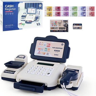 Unbranded Cash Register Children's Play Cash with Scanner, Blue Toy Money Set with Bank Ca Unbranded Cash Register Children's Play Cash with Scanner, Blue Toy Money Set with Bank Ca