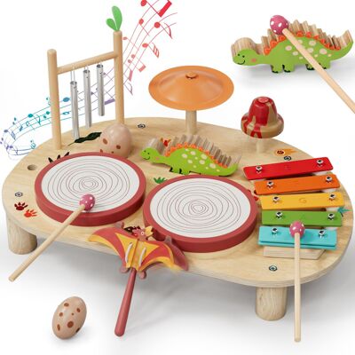 Lehoo Castle Kids Drum Kit, Montessori Wodden Musical Instruments Toys for Toddl Lehoo Castle Kids Drum Kit, Montessori Wodden Musical Instruments Toys for Toddl