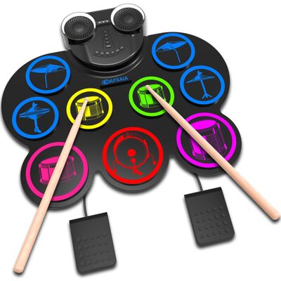 CNAPXAIA Electric Drum Kit, 9 Pads Silicone Kids Drum Set with Dual Speakers, Su CNAPXAIA Electric Drum Kit, 9 Pads Silicone Kids Drum Set with Dual Speakers, Su