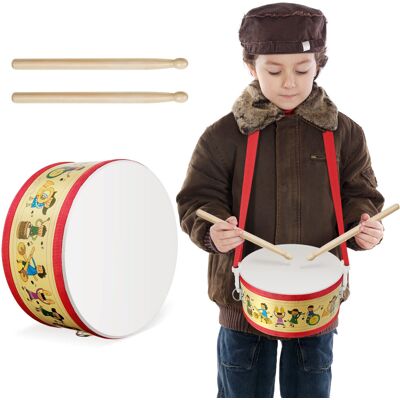 Unbranded Kids Drum Set 8 Inch Wooden Educational Drum Toy with Strap and 2 Drumsticks for Unbranded Kids Drum Set 8 Inch Wooden Educational Drum Toy with Strap and 2 Drumsticks for