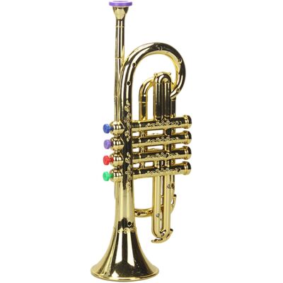 Unbranded Playable Toy Trumpet for Kids, Golden Plastic Beginner Musical Instrument with E Unbranded Playable Toy Trumpet for Kids, Golden Plastic Beginner Musical Instrument with E