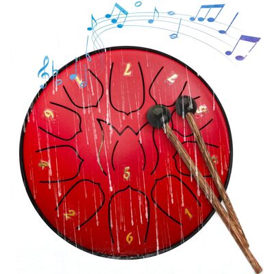 Unbranded 6-Inch 11 Tone Hand Drum for Kids and Adults - Carbon Steel Handheld Drum with 2 Unbranded 6-Inch 11 Tone Hand Drum for Kids and Adults - Carbon Steel Handheld Drum with 2