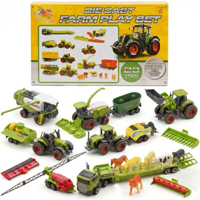 The Magic Toy Shop - 22Pcs Diecast Tractor Set The Magic Toy Shop - 22Pcs Diecast Tractor Set