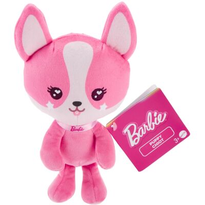 Barbie Stuffed Animal, 7-inch Pink Pet Puppy Plushie with Glitter Collar Barbie Stuffed Animal, 7-inch Pink Pet Puppy Plushie with Glitter Collar