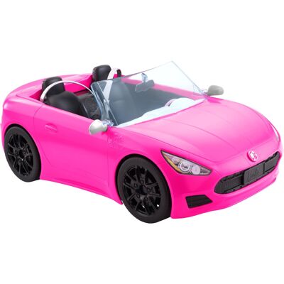 Barbie Convertible 2-Seater Vehicle, Pink Car with Rolling Wheels & Realistic De Barbie Convertible 2-Seater Vehicle, Pink Car with Rolling Wheels & Realistic De