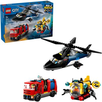 Lego City Helicopter, Fire Truck & Submarine Remix Kids Toy - 3 Building Toys in Lego City Helicopter, Fire Truck & Submarine Remix Kids Toy - 3 Building Toys in