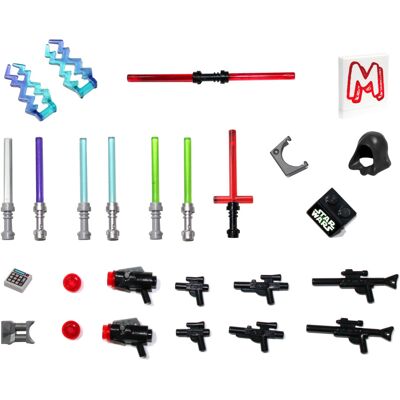Lego Star Wars Accessory and Weapons Pack - 8 Lightsabers, 8 Blasters, 2 Display Lego Star Wars Accessory and Weapons Pack - 8 Lightsabers, 8 Blasters, 2 Display