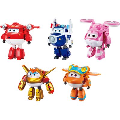 Super Wings 5" Transforming Toys 5-Pack, Supercharged Jett, Supercharged Paul, S Super Wings 5" Transforming Toys 5-Pack, Supercharged Jett, Supercharged Paul, S