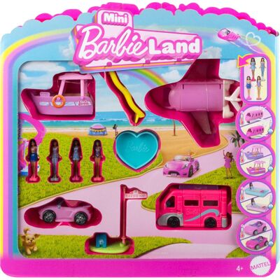 Barbie Mini BarbieLand Multi-Pack Doll & Toy Vehicle Set with 4 Dolls 1.5-inches Barbie Mini BarbieLand Multi-Pack Doll & Toy Vehicle Set with 4 Dolls 1.5-inches