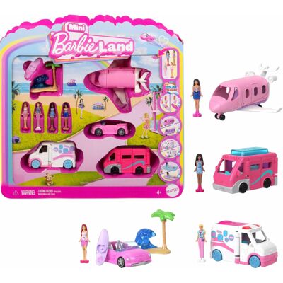 Barbie Mini BarbieLand 4-Pack Doll & Toy Vehicle Set with 4 1 1/2-inch Dolls & 4 Barbie Mini BarbieLand 4-Pack Doll & Toy Vehicle Set with 4 1 1/2-inch Dolls & 4