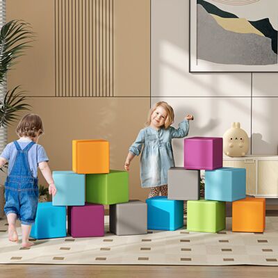 (Grey) HOMCOM 12 PCs Soft Play Blocks Soft Foam Toy (Grey) HOMCOM 12 PCs Soft Play Blocks Soft Foam Toy