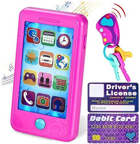 JOYIN Play-act Pretend Play Smart Phone, Keyfob Key Toy and Credit Cards Set Kid