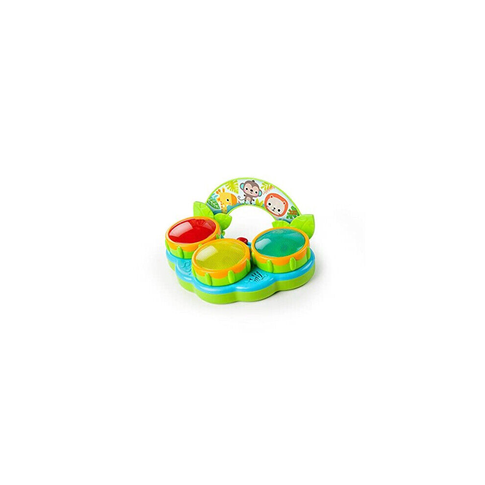Bright Starts, Safari Beats Musical Instrument Drum Toy with 3 Colourful Lights,