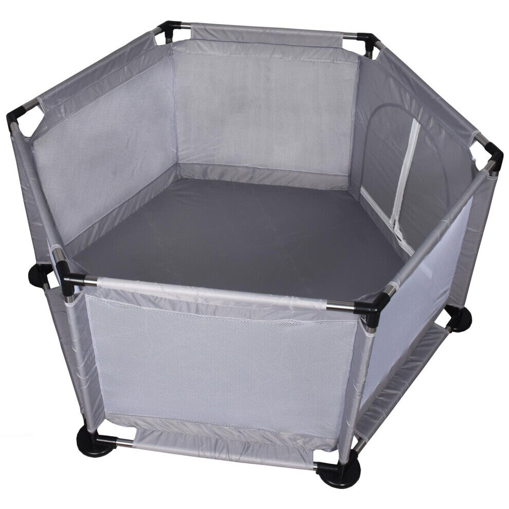 True Face (Grey) Baby Playpen Infant Safety Yard Play Pen Fence Kid