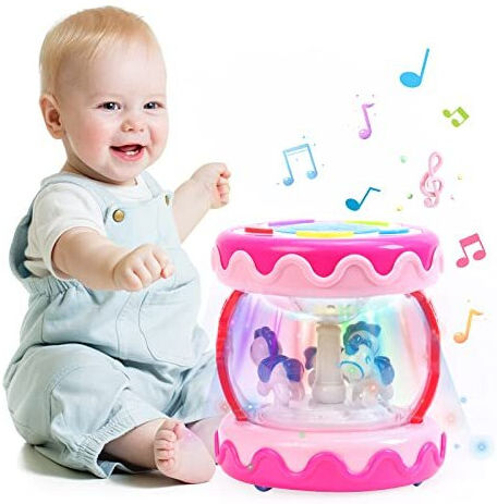 Xsrgfew Baby Toys 12 18 Months Unicorn Carousel Rotating Projector Light Up Toys with Mu