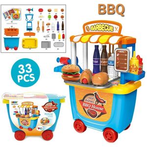 Unbranded (BBQ-33pcs set) Cute Kids Simulation Ice Cream Shop Kitchen Cart Pretend Toy Set Unbranded (BBQ-33pcs set) Cute Kids Simulation Ice Cream Shop Kitchen Cart Pretend Toy Set