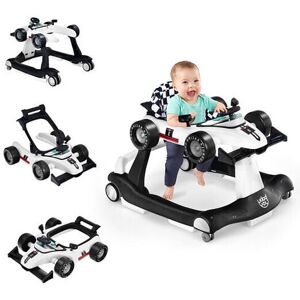 Unbranded 4-in-1 Foldable Activity Push Walker with Adjustable Height-White Unbranded 4-in-1 Foldable Activity Push Walker with Adjustable Height-White