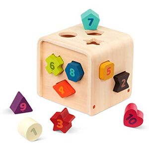 Battat - Shape Sorter for Toddlers, Kids - Wooden Learning Cube – Sorting Toy – 10 Colo Battat - Shape Sorter for Toddlers, Kids - Wooden Learning Cube – Sorting Toy – 10 Colo