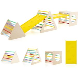 Costway Set of 5 Toddler Triangle Climber 6-in-1 Toddler Wooden Toys-Colorful Costway Set of 5 Toddler Triangle Climber 6-in-1 Toddler Wooden Toys-Colorful