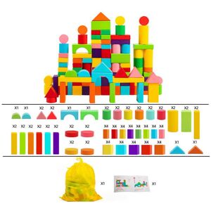 Unbranded (Bag 100pcs) Large Particle Colored Wooden Blocks Kids Early Learning Toys Shape Unbranded (Bag 100pcs) Large Particle Colored Wooden Blocks Kids Early Learning Toys Shape