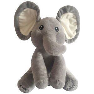 Unbranded (Grey with White Ear)Cute Peekaboo Elephant Baby Plush Toy Singing Stuffed Anima Unbranded (Grey with White Ear)Cute Peekaboo Elephant Baby Plush Toy Singing Stuffed Anima