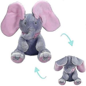 Kikidex (Grey, One size) Peekaboo Elephant Singing Electric Moving Ears Plush Toy Stuffe Kikidex (Grey, One size) Peekaboo Elephant Singing Electric Moving Ears Plush Toy Stuffe