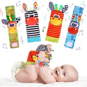 Unbranded (A) Colorful Animal Wrist Rattle and Foot Finder Socks Set, Newborn Soft Sensory Unbranded (A) Colorful Animal Wrist Rattle and Foot Finder Socks Set, Newborn Soft Sensory