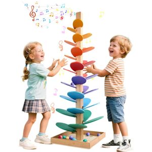 WRQIOO Montessori Sound Tree, 30 Pieces Wooden Marble Run, Rainbow Musical Tree WRQIOO Montessori Sound Tree, 30 Pieces Wooden Marble Run, Rainbow Musical Tree