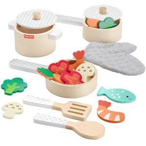 Fisher-Price Wood Kitchen Pretend Play Toy Pots & Pans Set, 19-Piece Playset Woo Fisher-Price Wood Kitchen Pretend Play Toy Pots & Pans Set, 19-Piece Playset Woo