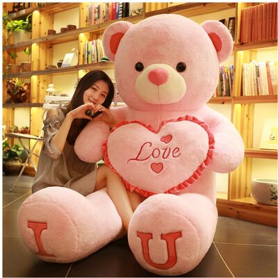 XYLFLY (80cm, A) 80/100cm Big Size Plush Toy Teddy Bear Giant Pink Soft Stuffed Animals XYLFLY (80cm, A) 80/100cm Big Size Plush Toy Teddy Bear Giant Pink Soft Stuffed Animals