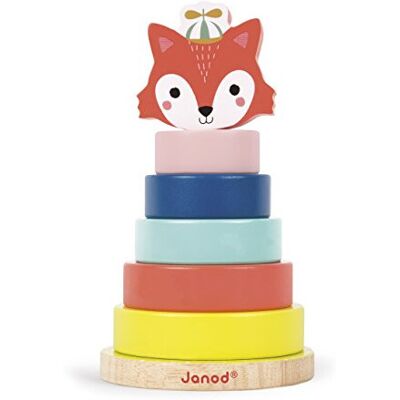 Janod - Baby Forest, Fox Stacker - Wooden Stackable Toy - Early Learning Toy - D Janod - Baby Forest, Fox Stacker - Wooden Stackable Toy - Early Learning Toy - D