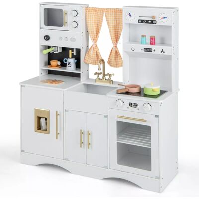 Costway Kids Kitchen Playset Pretend Toy Kitchen With Oven Coffee Maker & Sink Costway Kids Kitchen Playset Pretend Toy Kitchen With Oven Coffee Maker & Sink