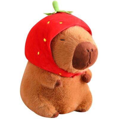 SKESRJTOP (strawberry capybara, about 10-12cm) Strawberry Hat Capybara Plush Toy Simulatio SKESRJTOP (strawberry capybara, about 10-12cm) Strawberry Hat Capybara Plush Toy Simulatio