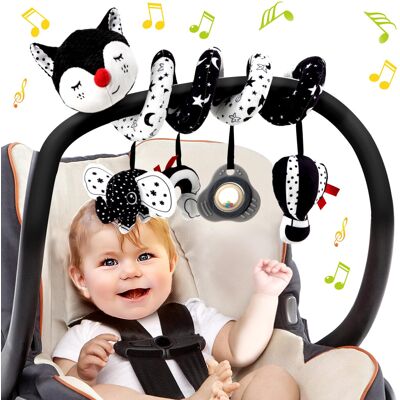 Kulveanju Spiral Pram Toys for Babies - Black and White Pushchair Stroller Car Seat Crib T Kulveanju Spiral Pram Toys for Babies - Black and White Pushchair Stroller Car Seat Crib T