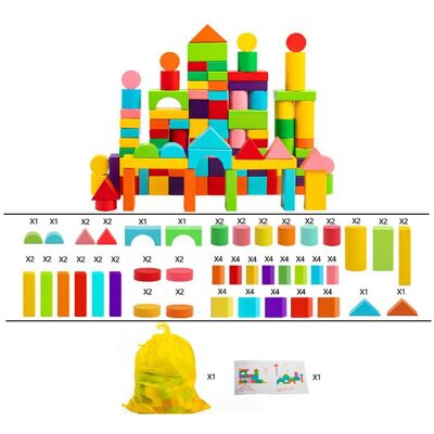 Unbranded (Bag 100pcs) Large Particle Colored Wooden Blocks Kids Early Learning Toys Shape Unbranded (Bag 100pcs) Large Particle Colored Wooden Blocks Kids Early Learning Toys Shape