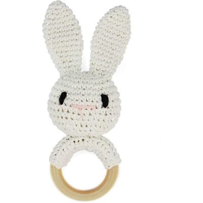 Unbranded (As show, One size) Baby Rattle (Beige Rabbit) - Wooden Toy - Teether - Handmade Unbranded (As show, One size) Baby Rattle (Beige Rabbit) - Wooden Toy - Teether - Handmade