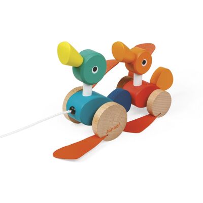 Janod Zigolos Pull Along Duck Family Early Learning and Motor Skills Toy with Fl Janod Zigolos Pull Along Duck Family Early Learning and Motor Skills Toy with Fl