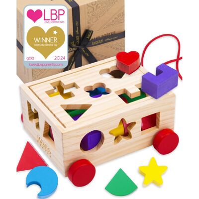 Jaques of London Wooden Shape Sorter for 1 year olds Pull Along Wooden Toys fo Jaques of London Wooden Shape Sorter for 1 year olds Pull Along Wooden Toys fo