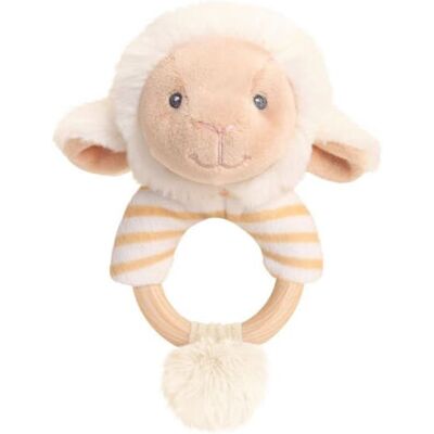 14cm Keeleco Lullaby Lamb Ring Rattle - Plush Soft Toy 14cm Keeleco Lullaby Lamb Ring Rattle - Plush Soft Toy