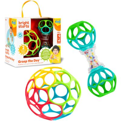 Bright Starts Easy-Grasp Oball Bundle Gift Set - Grasp The Day, Ball and Rattle Bright Starts Easy-Grasp Oball Bundle Gift Set - Grasp The Day, Ball and Rattle