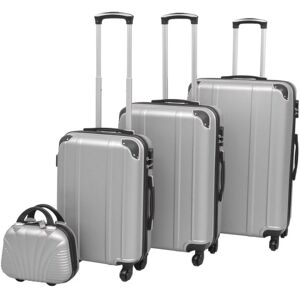 vidaXL 4 Piece Hardcase Trolley Set Silver Travel Suitcase Luggage Bag Cabin vidaXL 4 Piece Hardcase Trolley Set Silver Travel Suitcase Luggage Bag Cabin