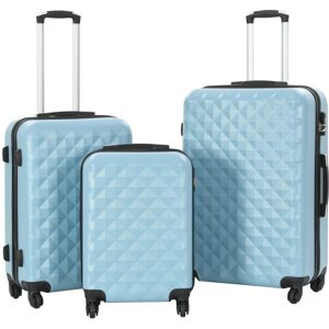 vidaXL 3 Piece Hardcase Trolley Set Blue ABS Travel Luggage Bag Suitcase Box vidaXL 3 Piece Hardcase Trolley Set Blue ABS Travel Luggage Bag Suitcase Box
