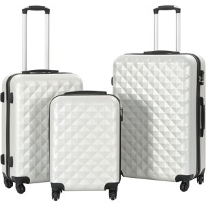 vidaXL 3 Piece Hardcase Trolley Set Bright Silver ABS Travel Luggage Suitcase vidaXL 3 Piece Hardcase Trolley Set Bright Silver ABS Travel Luggage Suitcase