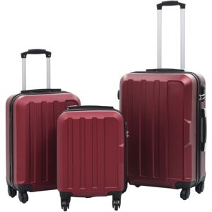 vidaXL 3 Piece Hardcase Trolley Set Wine Red ABS Travel Luggage Bag Suitcase vidaXL 3 Piece Hardcase Trolley Set Wine Red ABS Travel Luggage Bag Suitcase