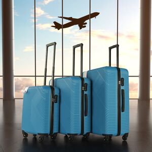 (Electric Blue) Neo 3 Piece Hard Shell Luggage Suitcase Set ABS Expandable Handl (Electric Blue) Neo 3 Piece Hard Shell Luggage Suitcase Set ABS Expandable Handl